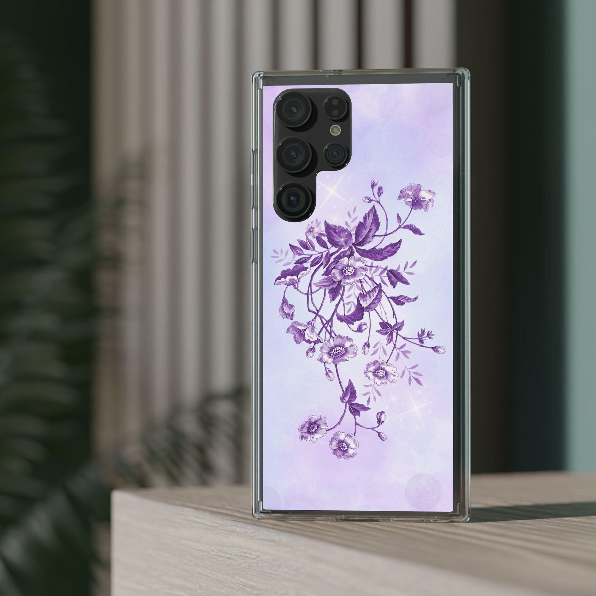 Floral design In Purple Clear Cases - covers4phones