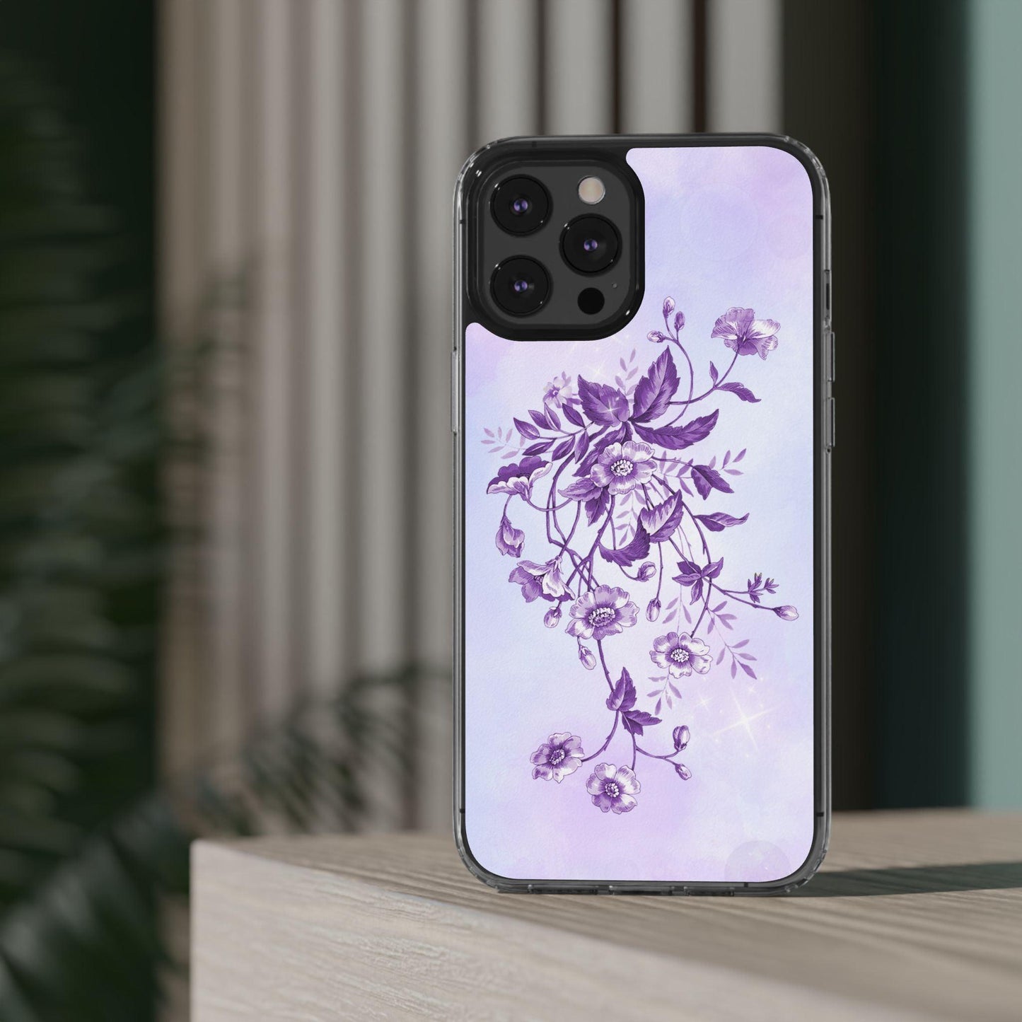 Floral design In Purple Clear Cases - covers4phones