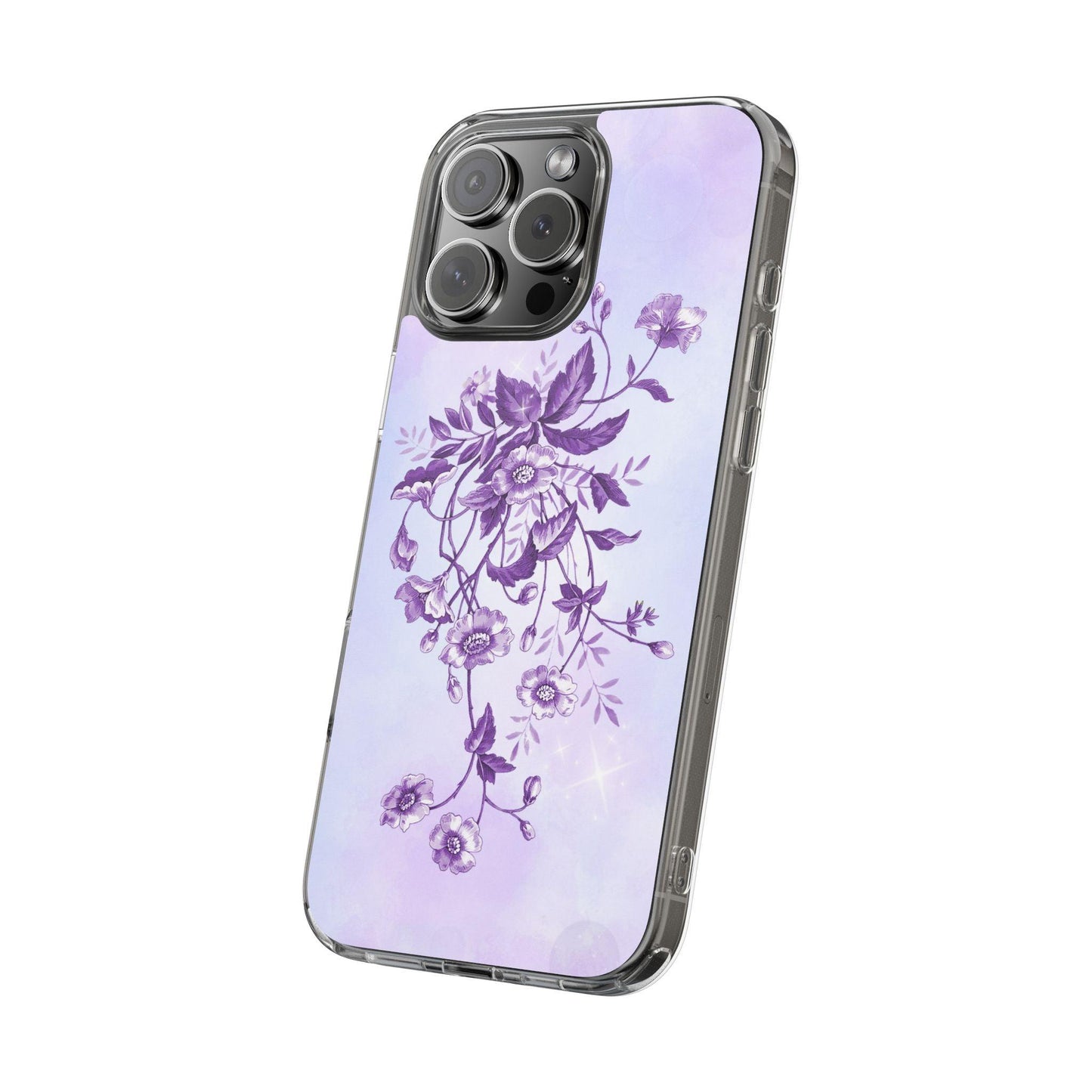 Floral design In Purple Clear Cases - covers4phones
