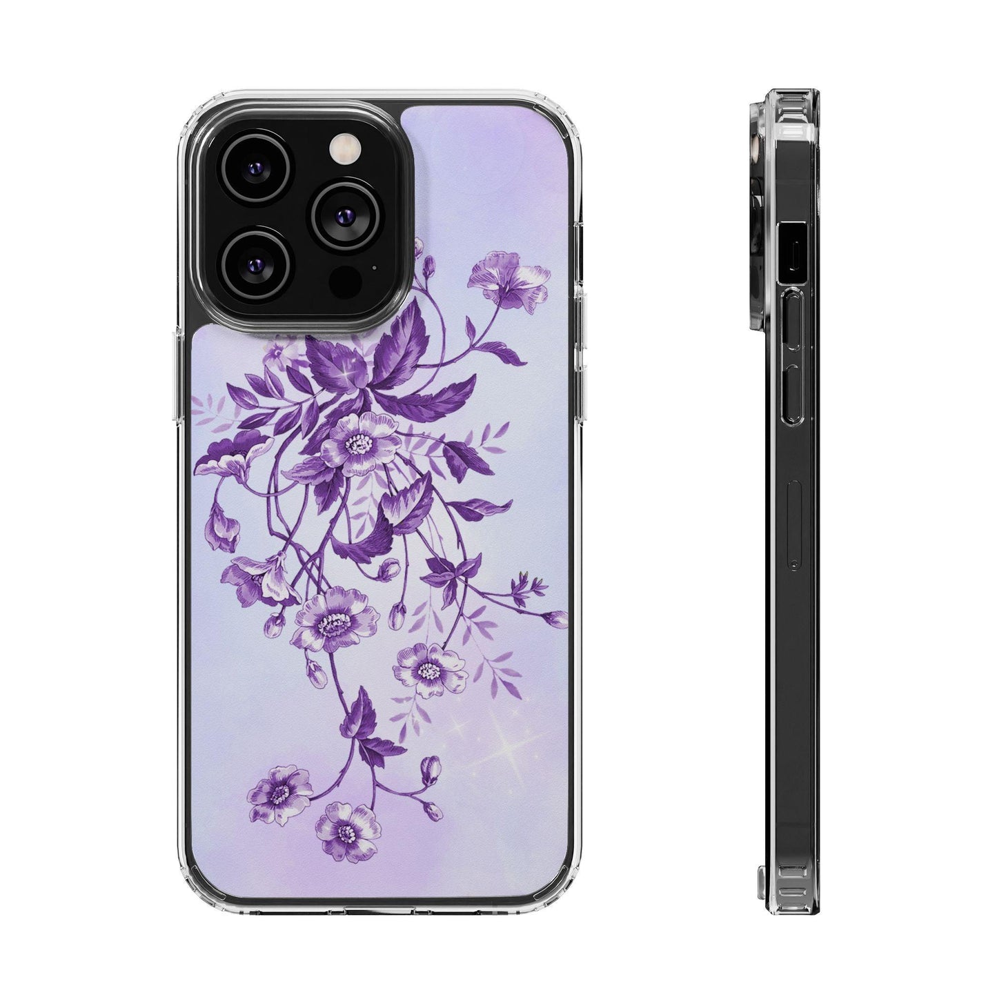 Floral design In Purple Clear Cases - covers4phones