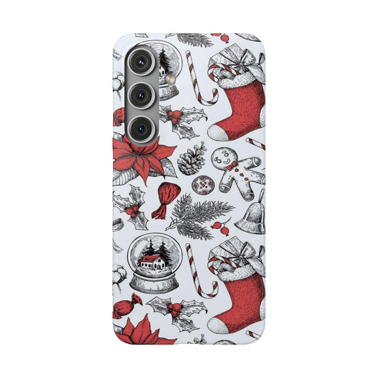 Samsung Clear Silicone Phone Case with Christmas Holiday Pattern – Festive Protection for Your Device - covers4phones