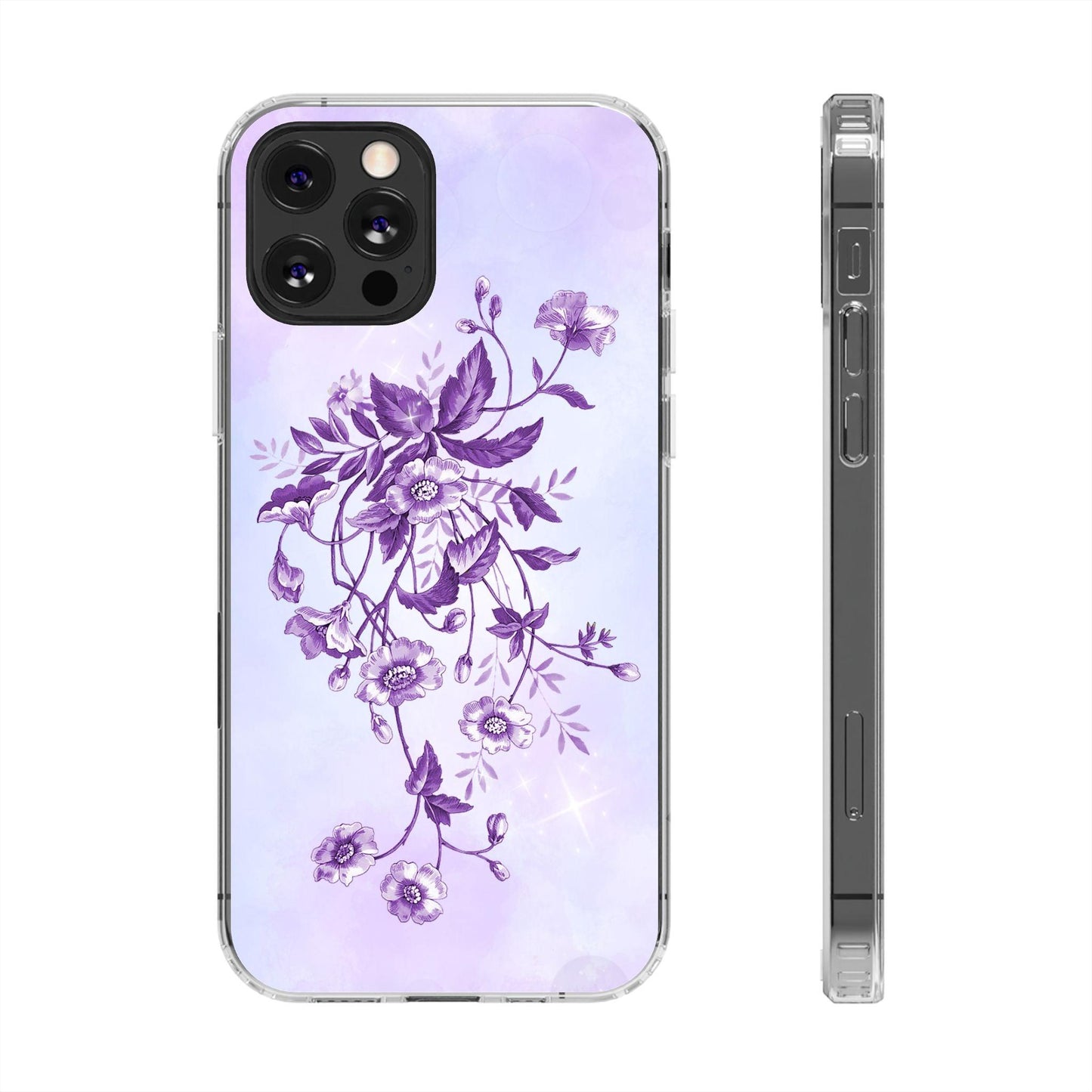 Floral design In Purple Clear Cases - covers4phones