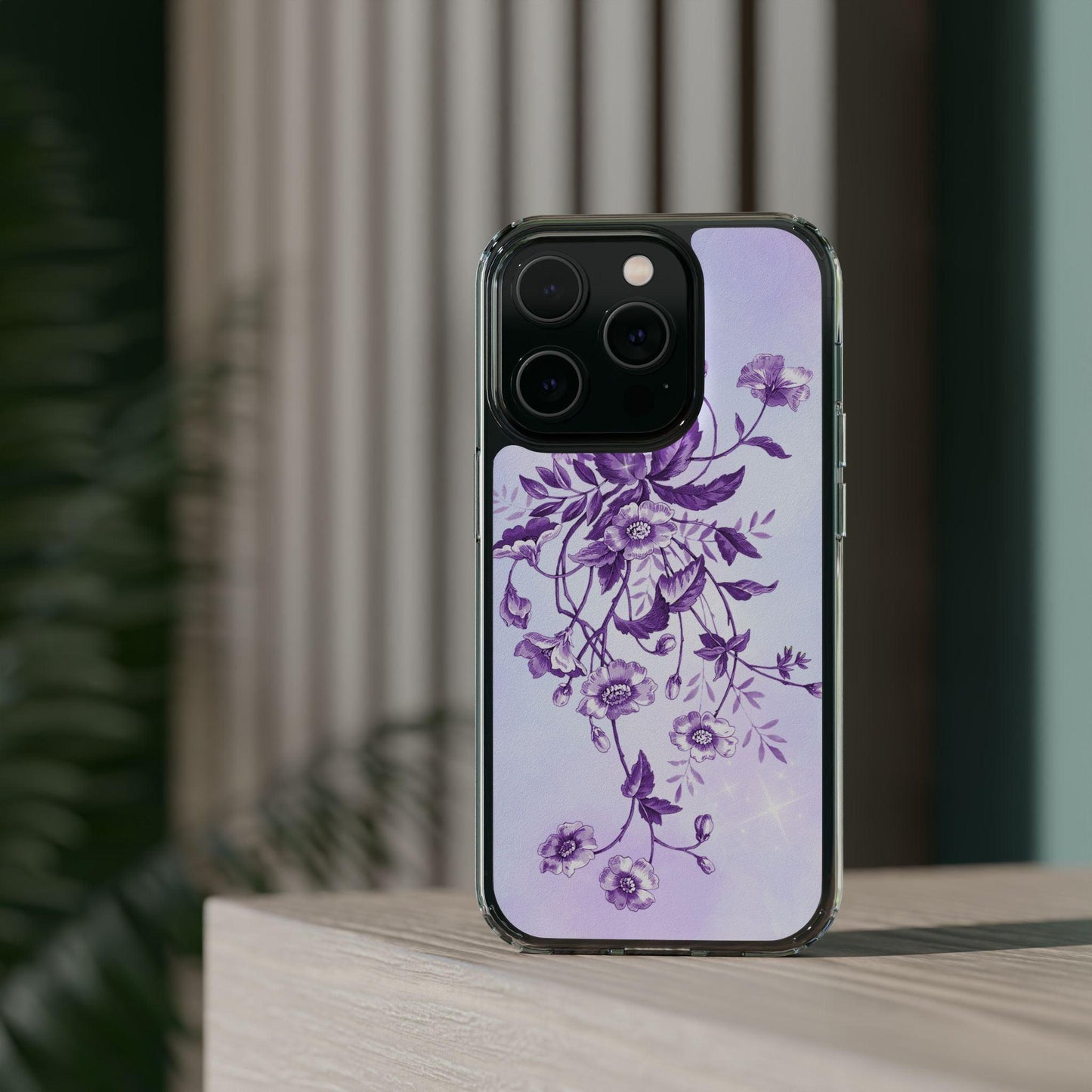 Floral design In Purple Clear Cases - covers4phones
