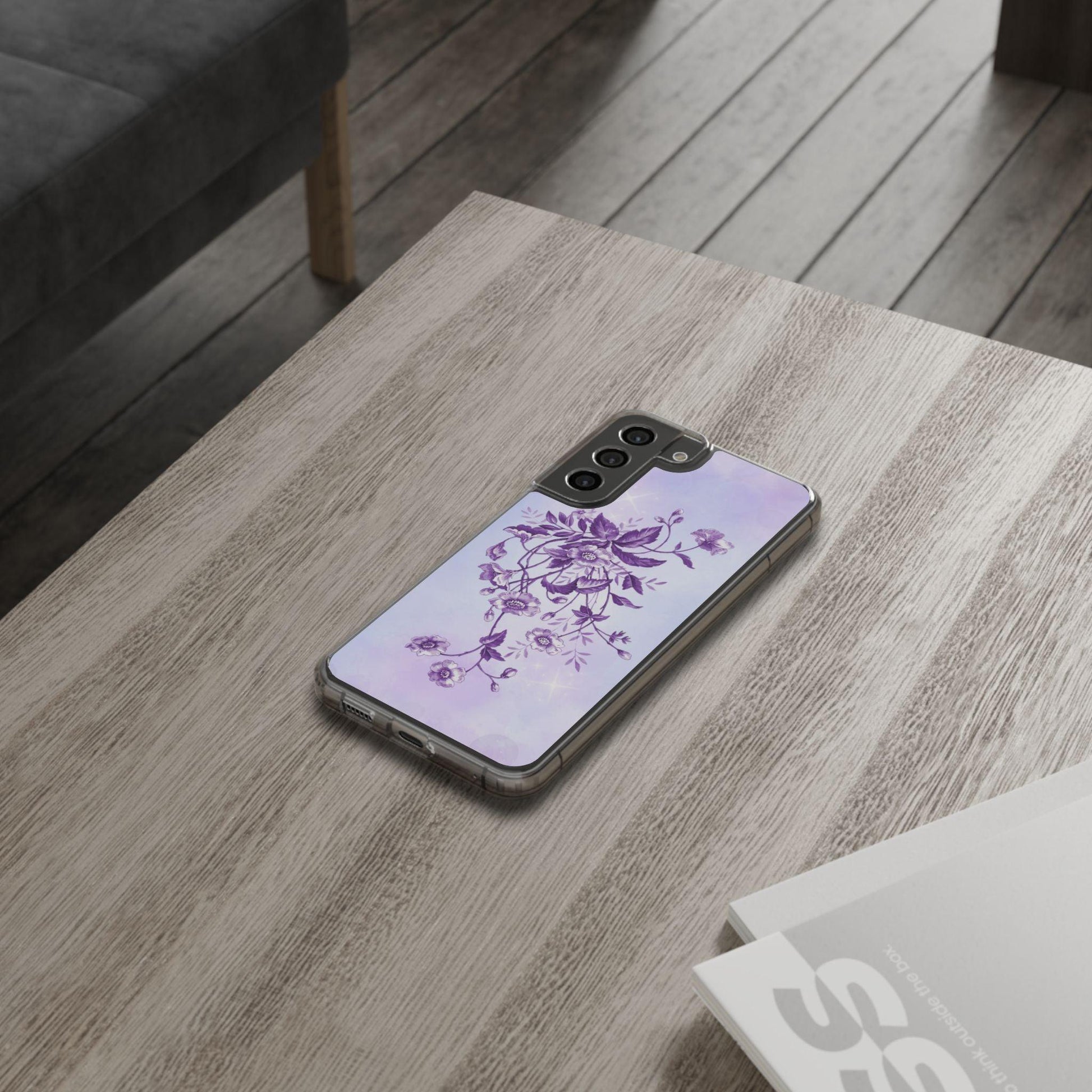 Floral design In Purple Clear Cases - covers4phones