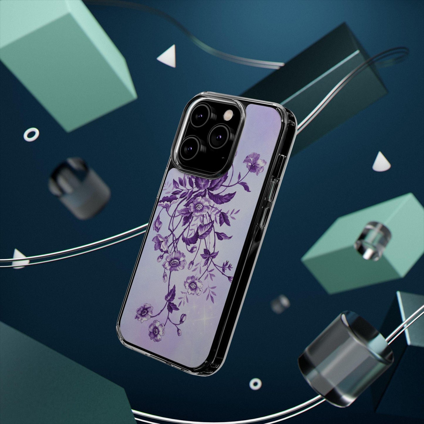 Floral design In Purple Clear Cases - covers4phones