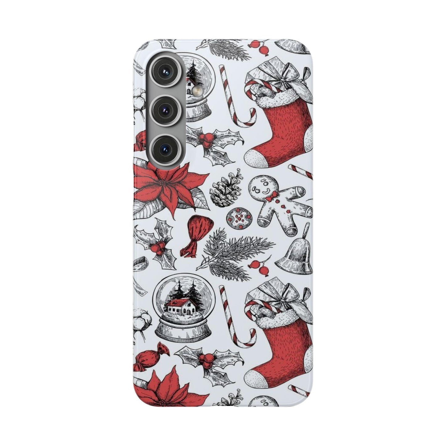 Samsung Clear Silicone Phone Case with Christmas Holiday Pattern – Festive Protection for Your Device - covers4phones