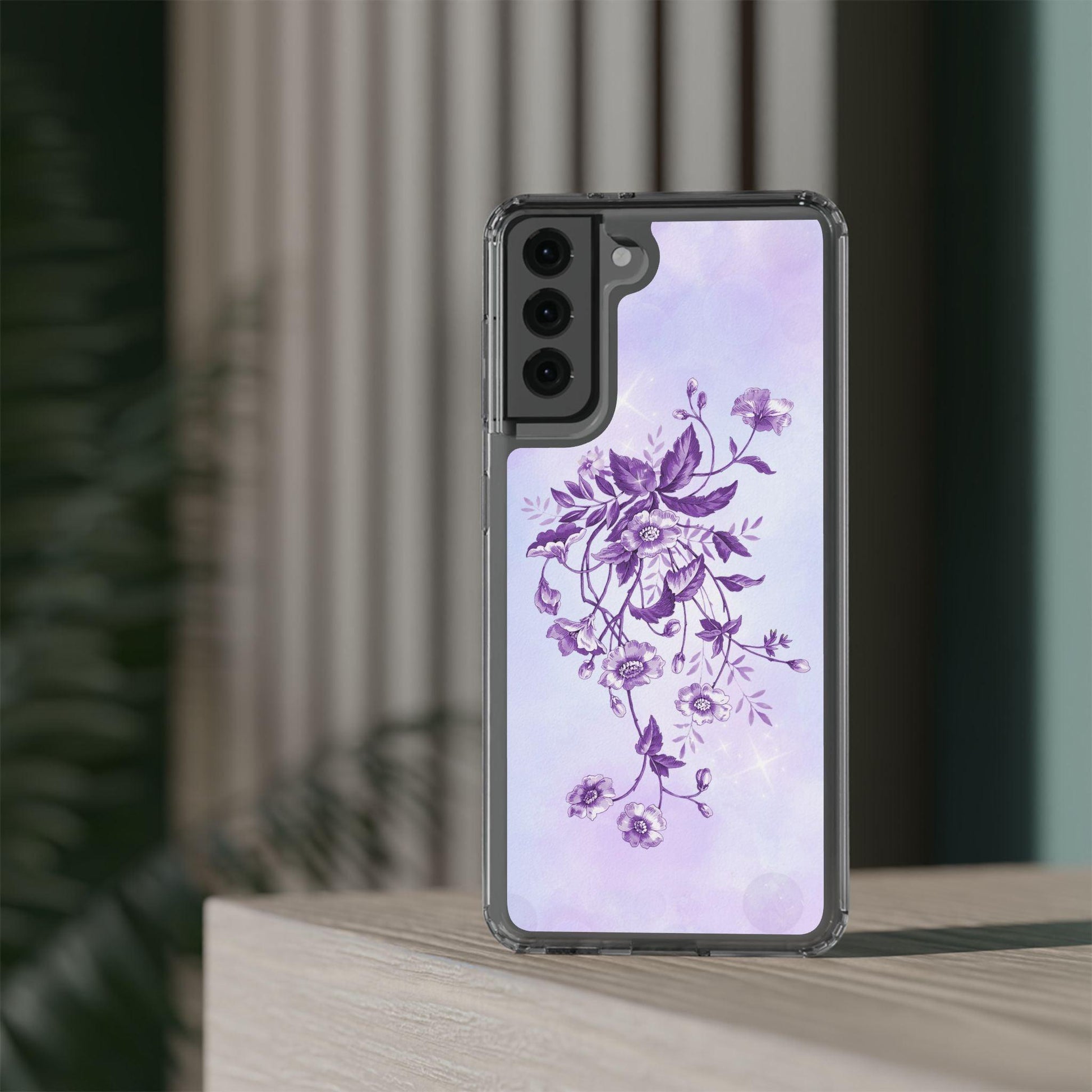 Floral design In Purple Clear Cases - covers4phones