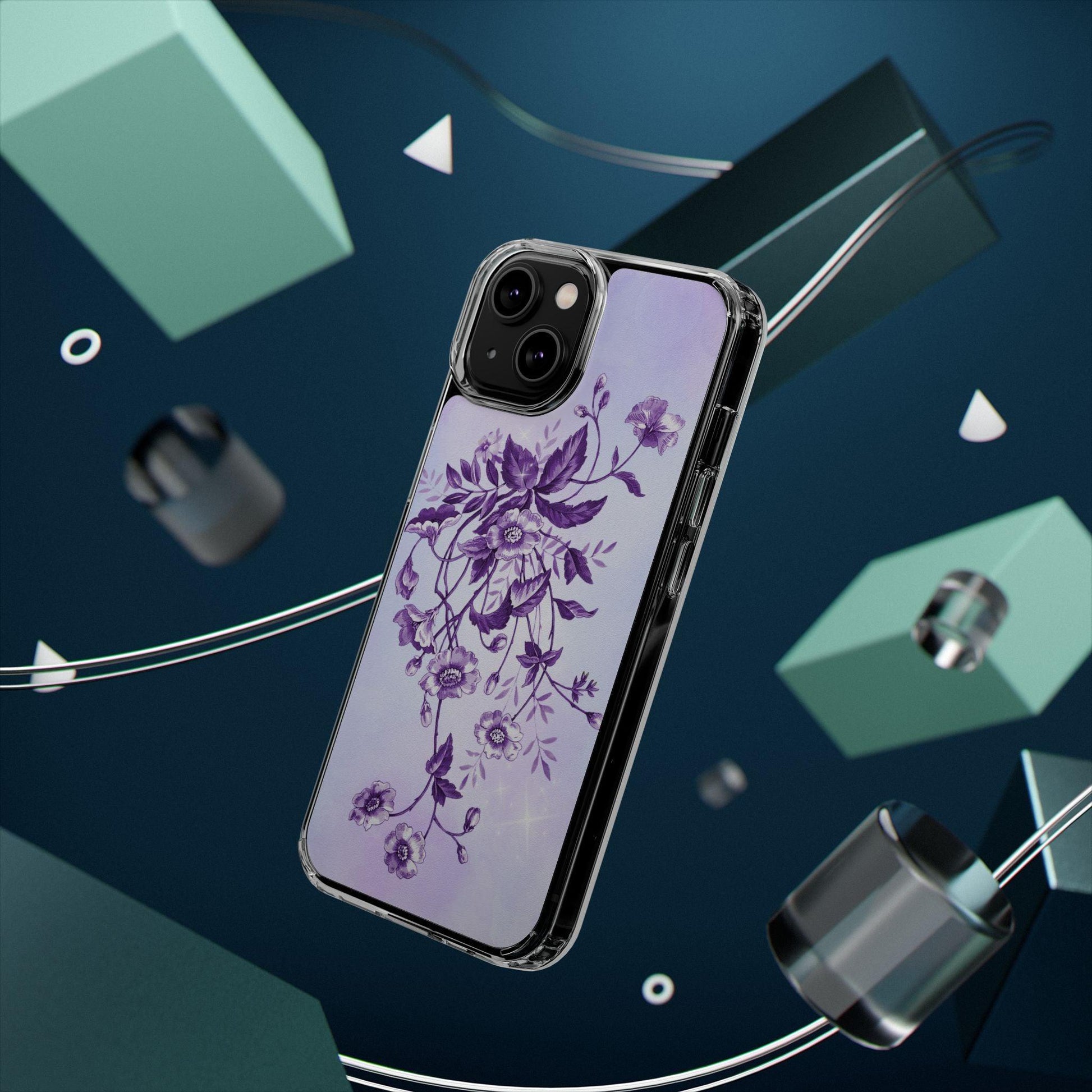 Floral design In Purple Clear Cases - covers4phones