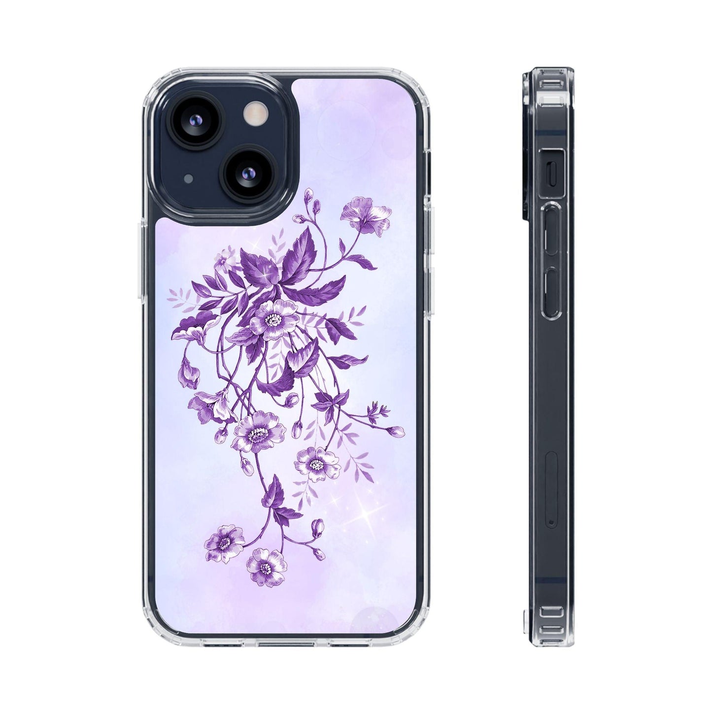 Floral design In Purple Clear Cases - covers4phones