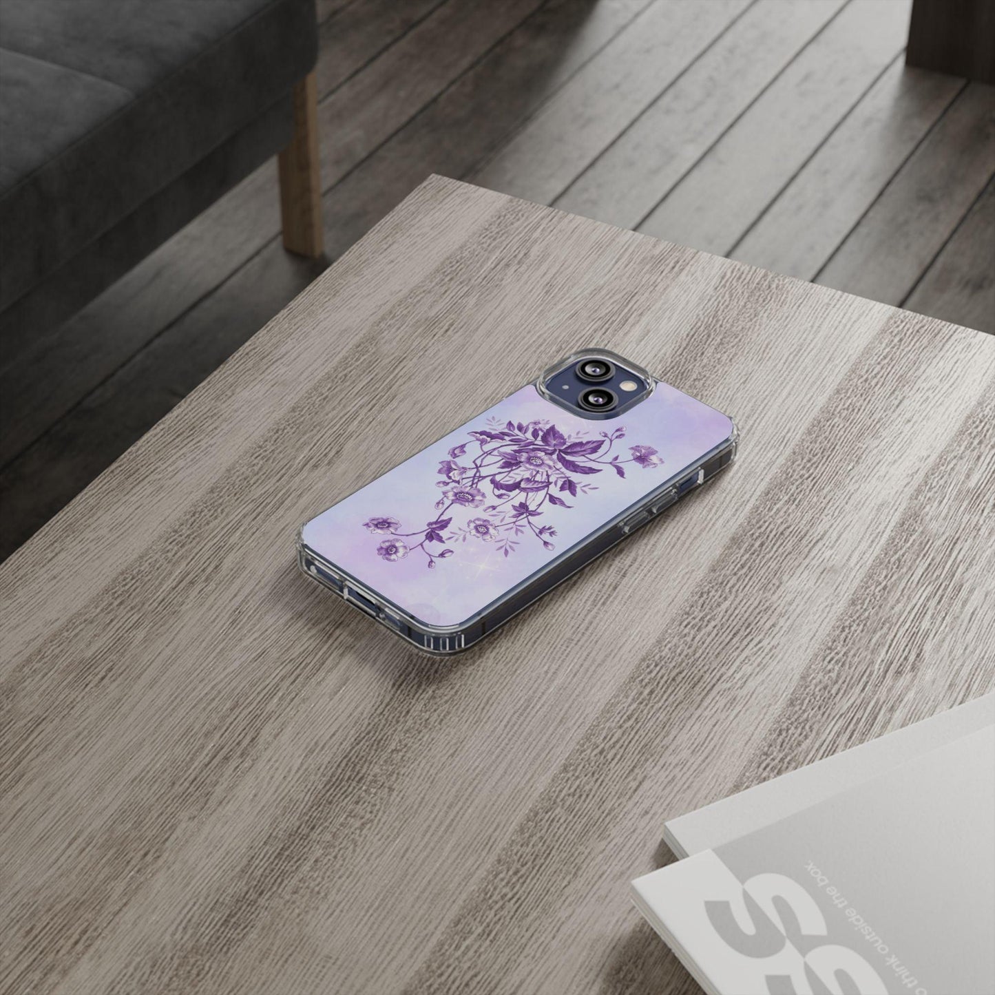 Floral design In Purple Clear Cases - covers4phones
