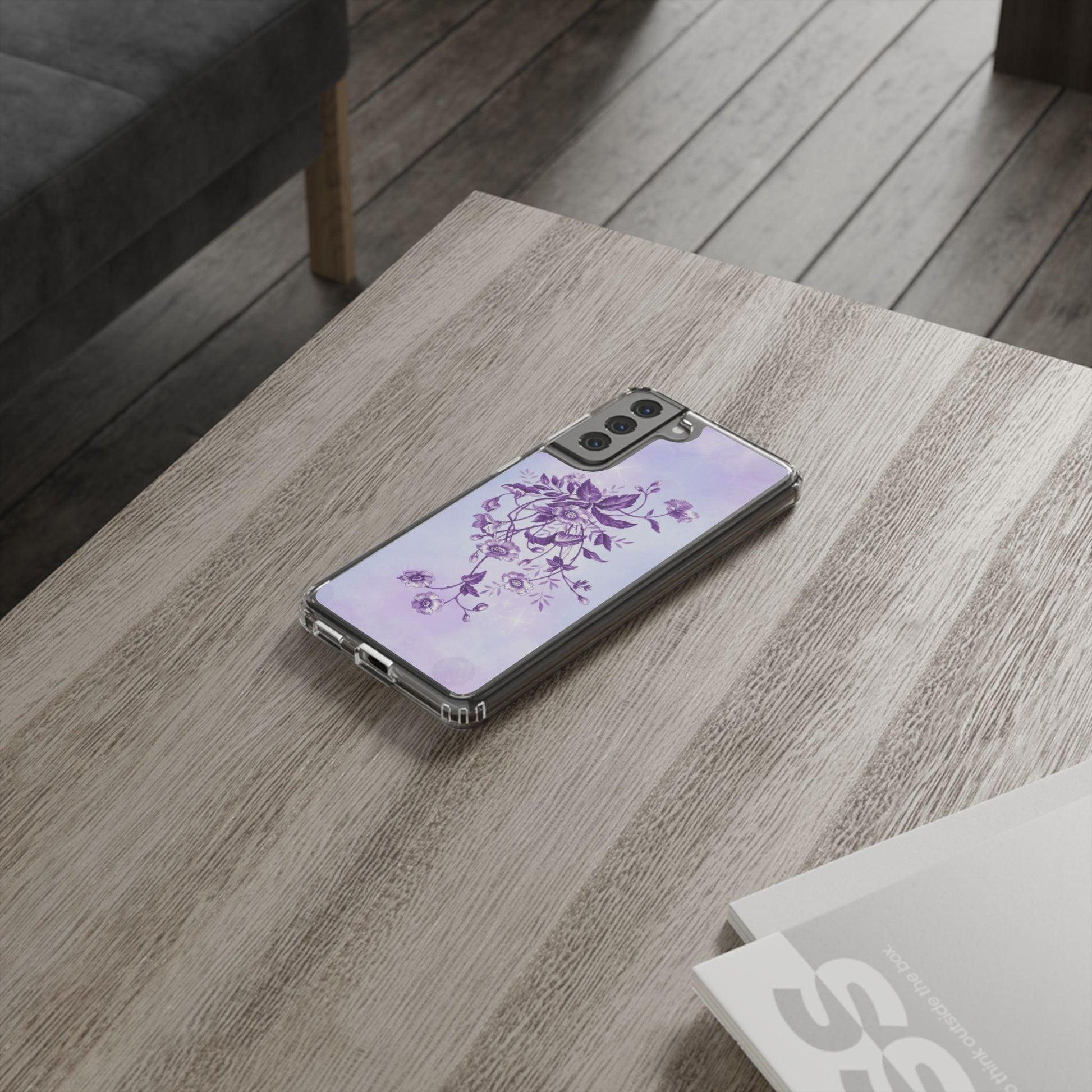 Floral design In Purple Clear Cases - covers4phones