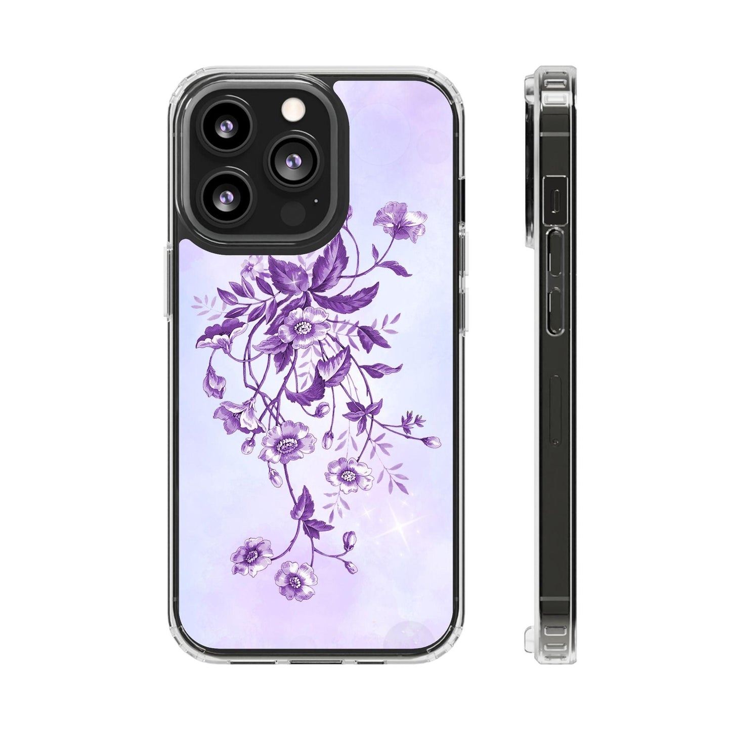 Floral design In Purple Clear Cases - covers4phones