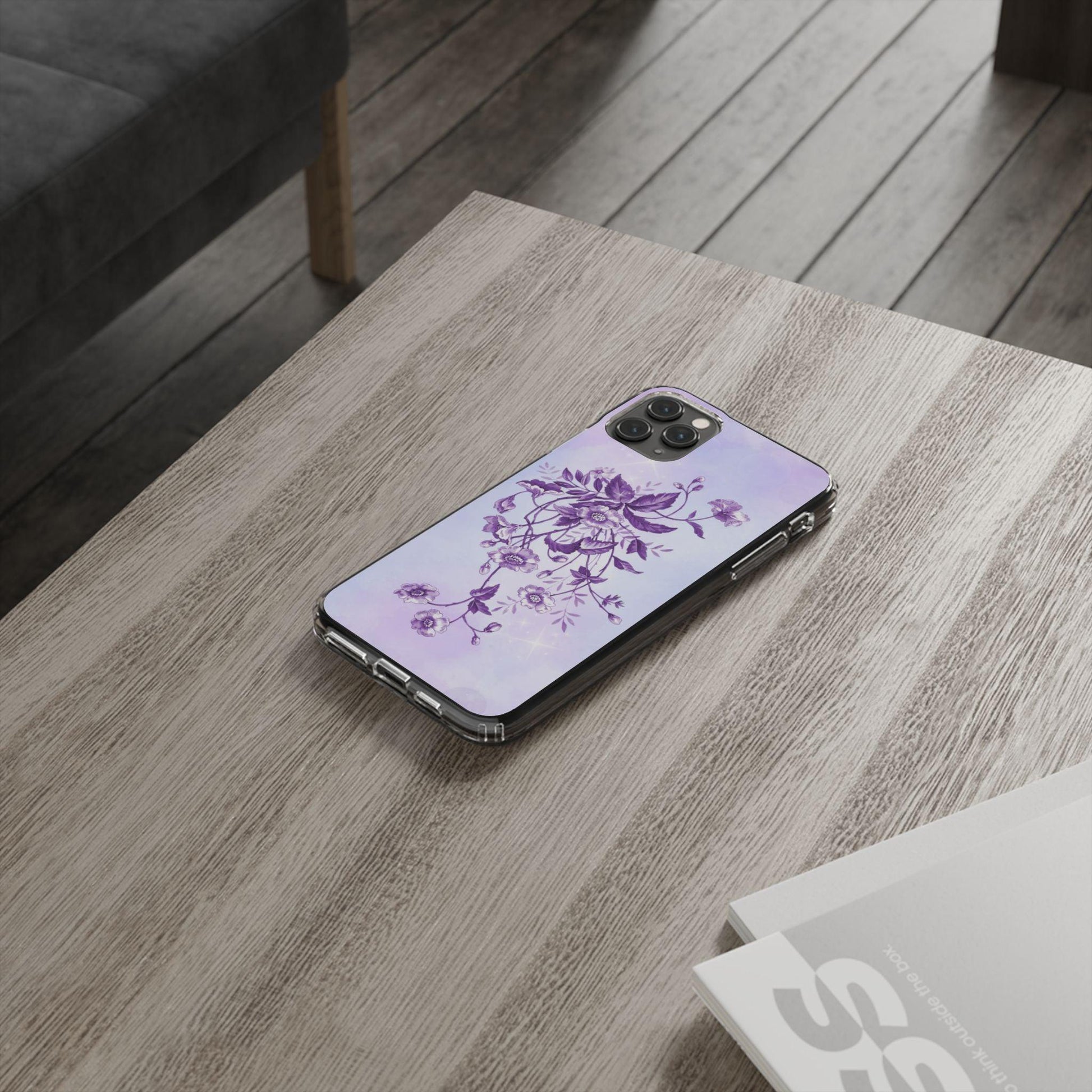 Floral design In Purple Clear Cases - covers4phones