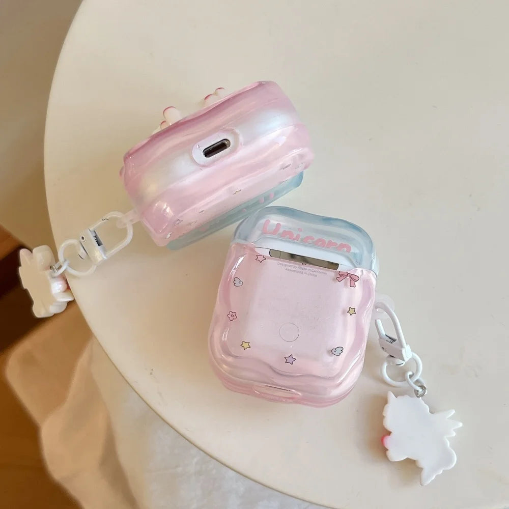 Cute three-dimensional unicorn headphone protective case, suitable for AirPods 4/3/2Pro/2/3, new shockproof protective case