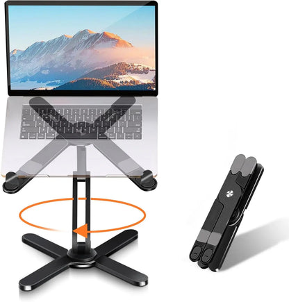 Foldable Laptop Stand 360°Rotation Notebook Table Adjustable Aluminum Alloy Holder Portable X Type Bracket for 10-17 inch Laptop