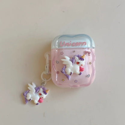 Cute three-dimensional unicorn headphone protective case, suitable for AirPods 4/3/2Pro/2/3, new shockproof protective case