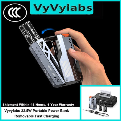 VYVYLABS 30000mAh Detachable CCC Power Bank Fast Charger 22.5W Wireless Portable Charger 21700 PowerBank For iP 17 Spare Battery