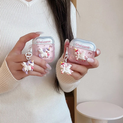 Cute three-dimensional unicorn headphone protective case, suitable for AirPods 4/3/2Pro/2/3, new shockproof protective case