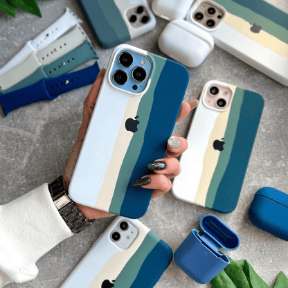 iPhone Silicone Case (Teal Rainbow)