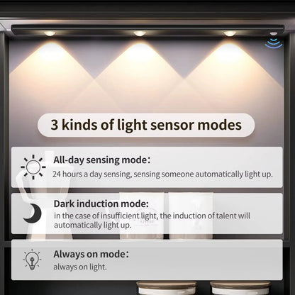 LED Ultra Thin Under Cabinet Lights Motion Sensor night light Wireless 3Color Dimmable For Kitchen Cabinet Bedroom Wardrobe Ligh