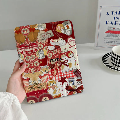 Christmas Bow Cat Case is suitable for Apple iPad Pro 2024 11 inch, 2025 Air 5/4 10.9 inch, iPad 10 9.7 inch, 10.2 inch and othe