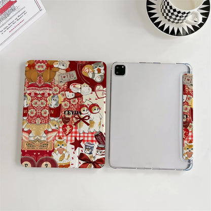 Christmas Bow Cat Case is suitable for Apple iPad Pro 2024 11 inch, 2025 Air 5/4 10.9 inch, iPad 10 9.7 inch, 10.2 inch and othe