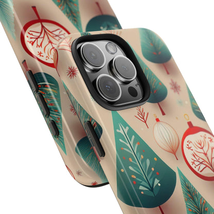 Iphone Green Christmas Tree with Pink Effect Tough Phone Case – Durable Protection, Festive Holiday Design - covers4phones