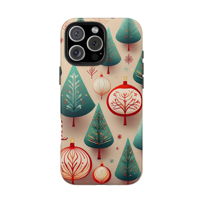 Iphone Green Christmas Tree with Pink Effect Tough Phone Case – Durable Protection, Festive Holiday Design - covers4phones