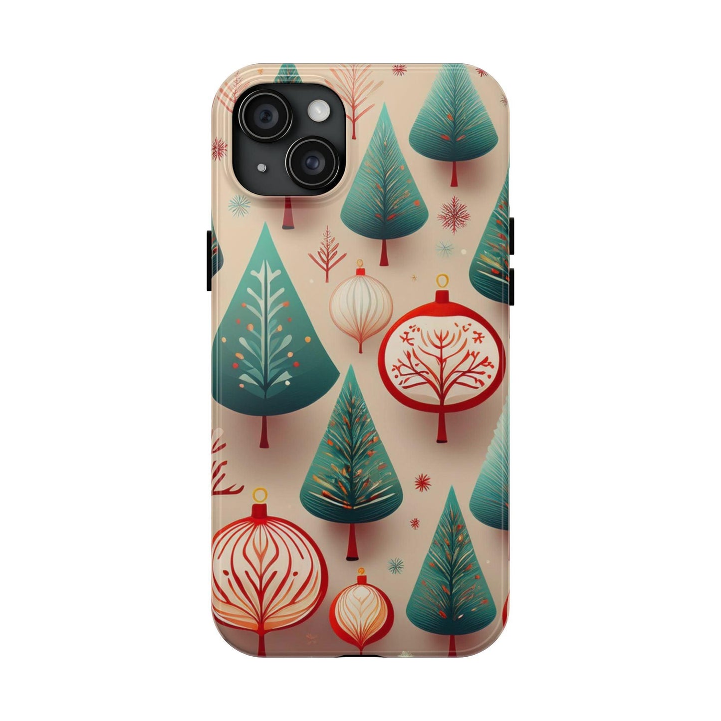 Iphone Green Christmas Tree with Pink Effect Tough Phone Case – Durable Protection, Festive Holiday Design - covers4phones