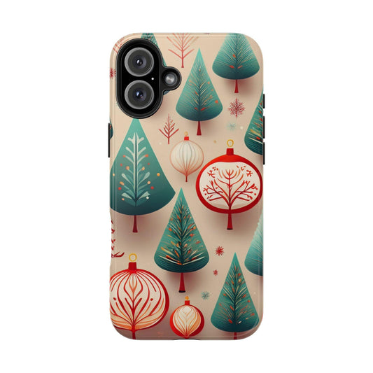 Iphone Green Christmas Tree with Pink Effect Tough Phone Case – Durable Protection, Festive Holiday Design - covers4phones