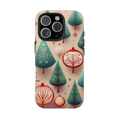Iphone Green Christmas Tree with Pink Effect Tough Phone Case – Durable Protection, Festive Holiday Design - covers4phones