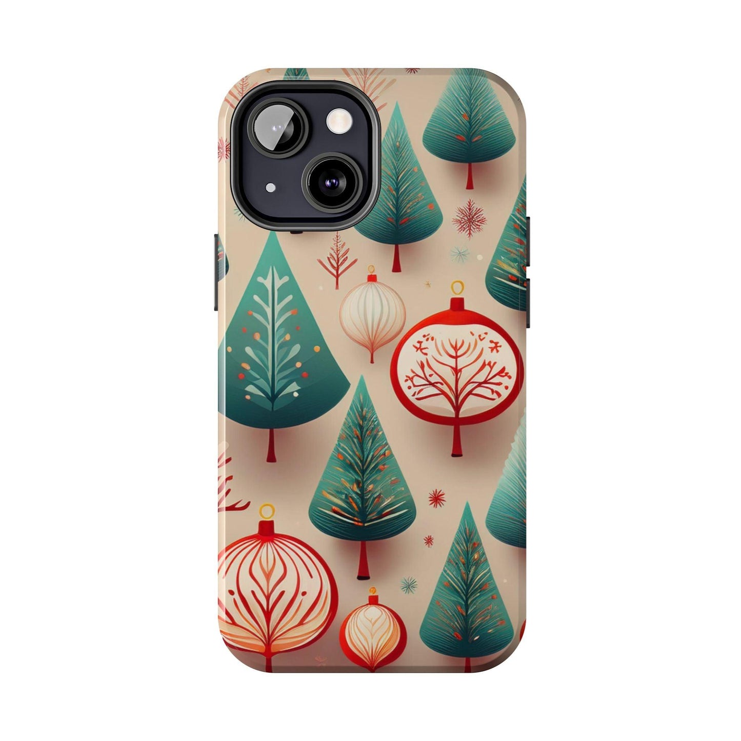 Iphone Green Christmas Tree with Pink Effect Tough Phone Case – Durable Protection, Festive Holiday Design - covers4phones