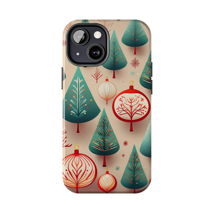 Iphone Green Christmas Tree with Pink Effect Tough Phone Case – Durable Protection, Festive Holiday Design - covers4phones