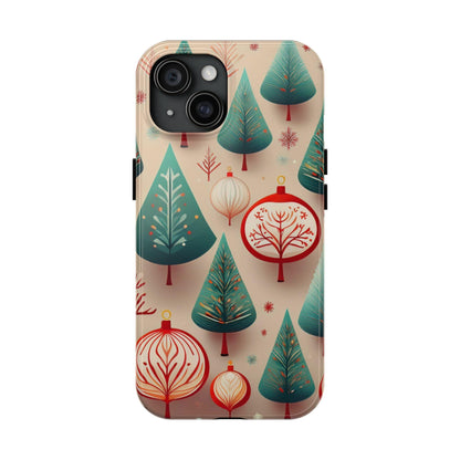 Iphone Green Christmas Tree with Pink Effect Tough Phone Case – Durable Protection, Festive Holiday Design - covers4phones