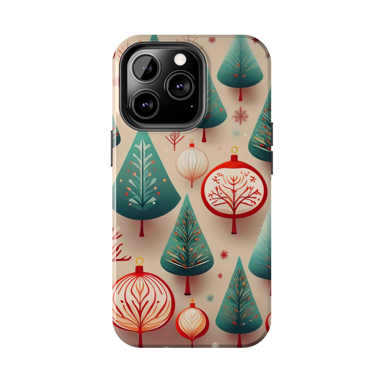 Iphone Green Christmas Tree with Pink Effect Tough Phone Case – Durable Protection, Festive Holiday Design - covers4phones
