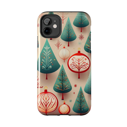 Iphone Green Christmas Tree with Pink Effect Tough Phone Case – Durable Protection, Festive Holiday Design - covers4phones
