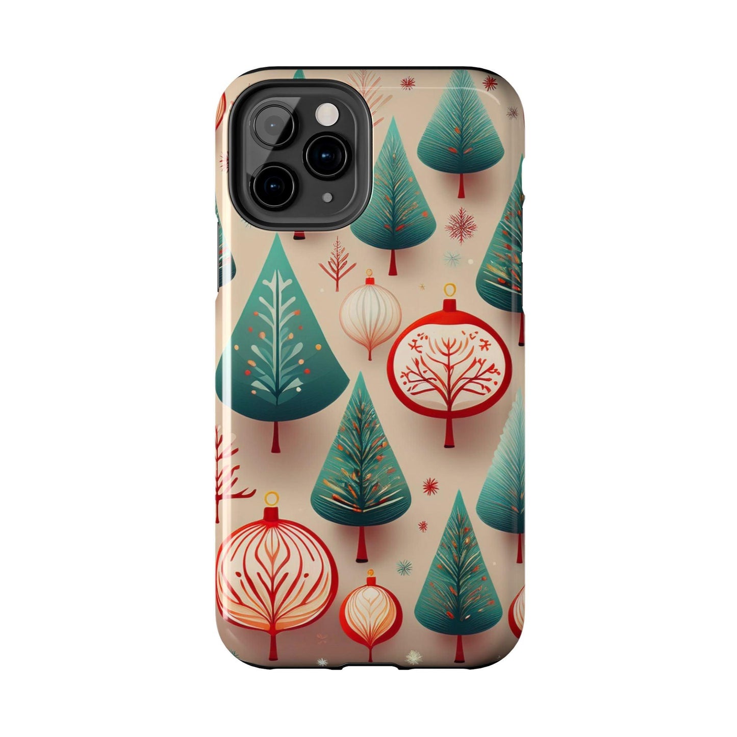 Iphone Green Christmas Tree with Pink Effect Tough Phone Case – Durable Protection, Festive Holiday Design - covers4phones