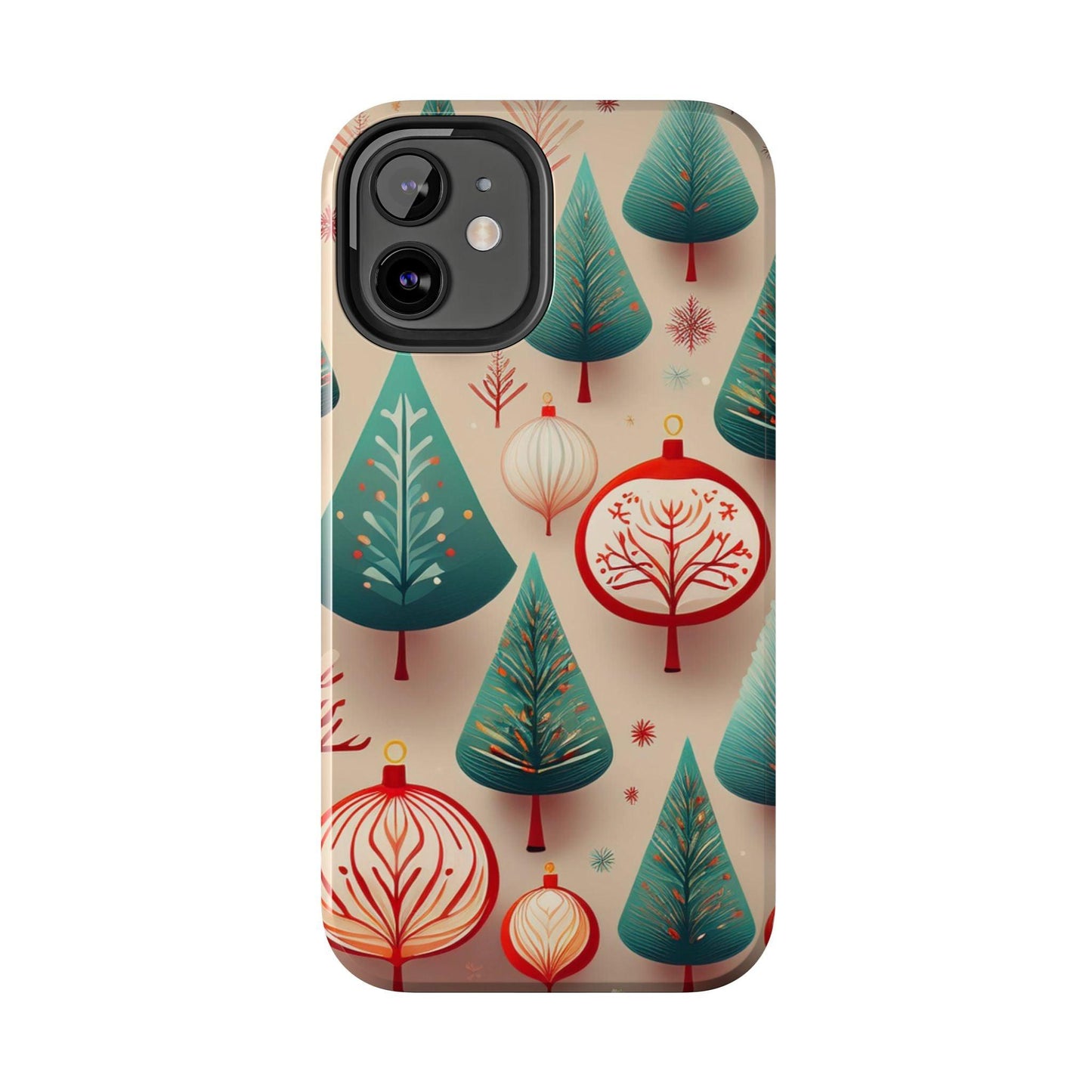 Iphone Green Christmas Tree with Pink Effect Tough Phone Case – Durable Protection, Festive Holiday Design - covers4phones