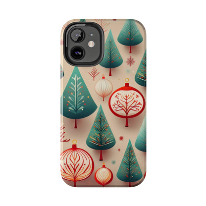 Iphone Green Christmas Tree with Pink Effect Tough Phone Case – Durable Protection, Festive Holiday Design - covers4phones