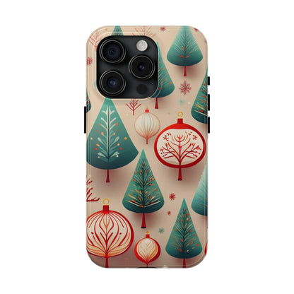 Iphone Green Christmas Tree with Pink Effect Tough Phone Case – Durable Protection, Festive Holiday Design - covers4phones