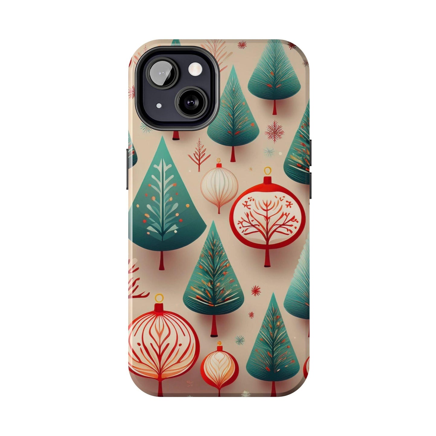 Iphone Green Christmas Tree with Pink Effect Tough Phone Case – Durable Protection, Festive Holiday Design - covers4phones
