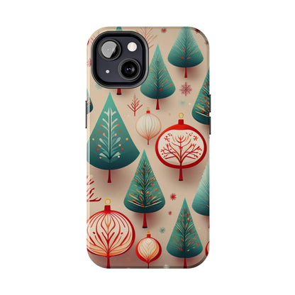 Iphone Green Christmas Tree with Pink Effect Tough Phone Case – Durable Protection, Festive Holiday Design - covers4phones