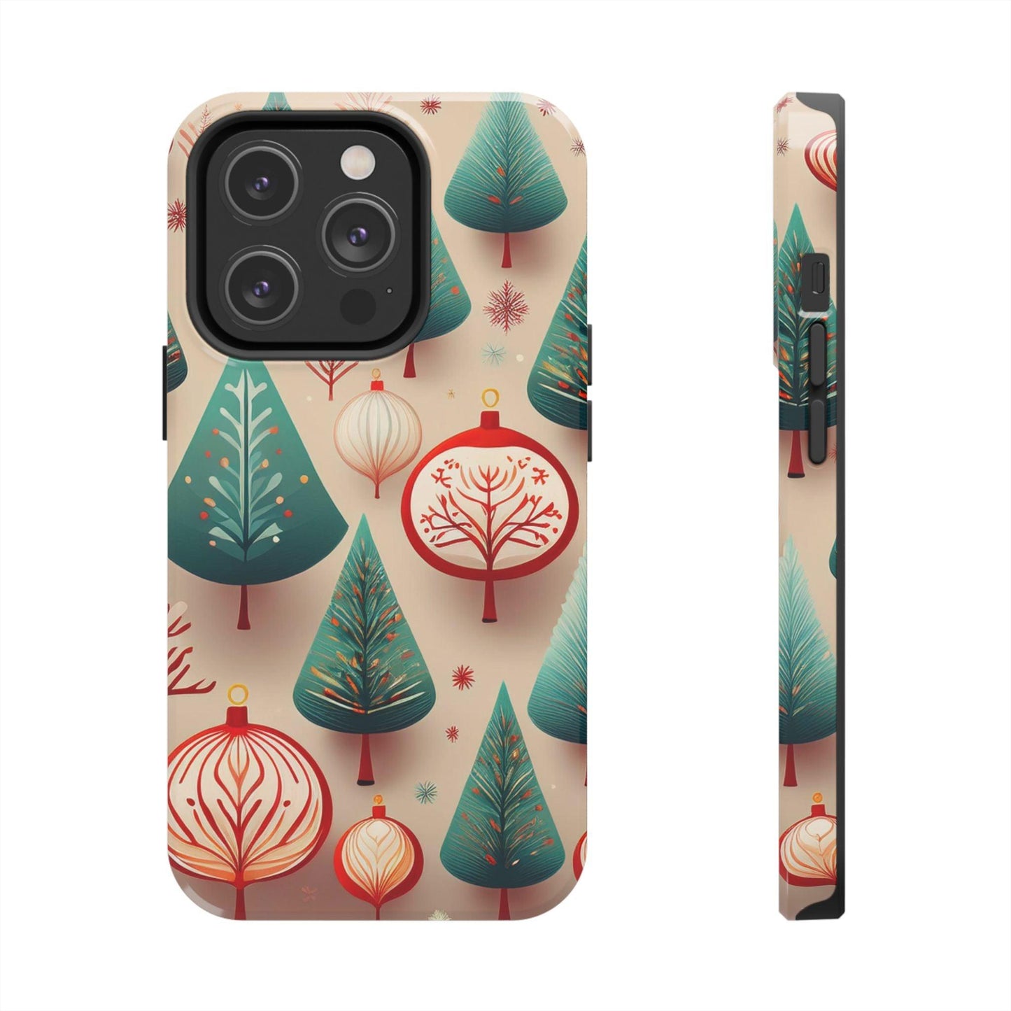 Iphone Green Christmas Tree with Pink Effect Tough Phone Case – Durable Protection, Festive Holiday Design - covers4phones