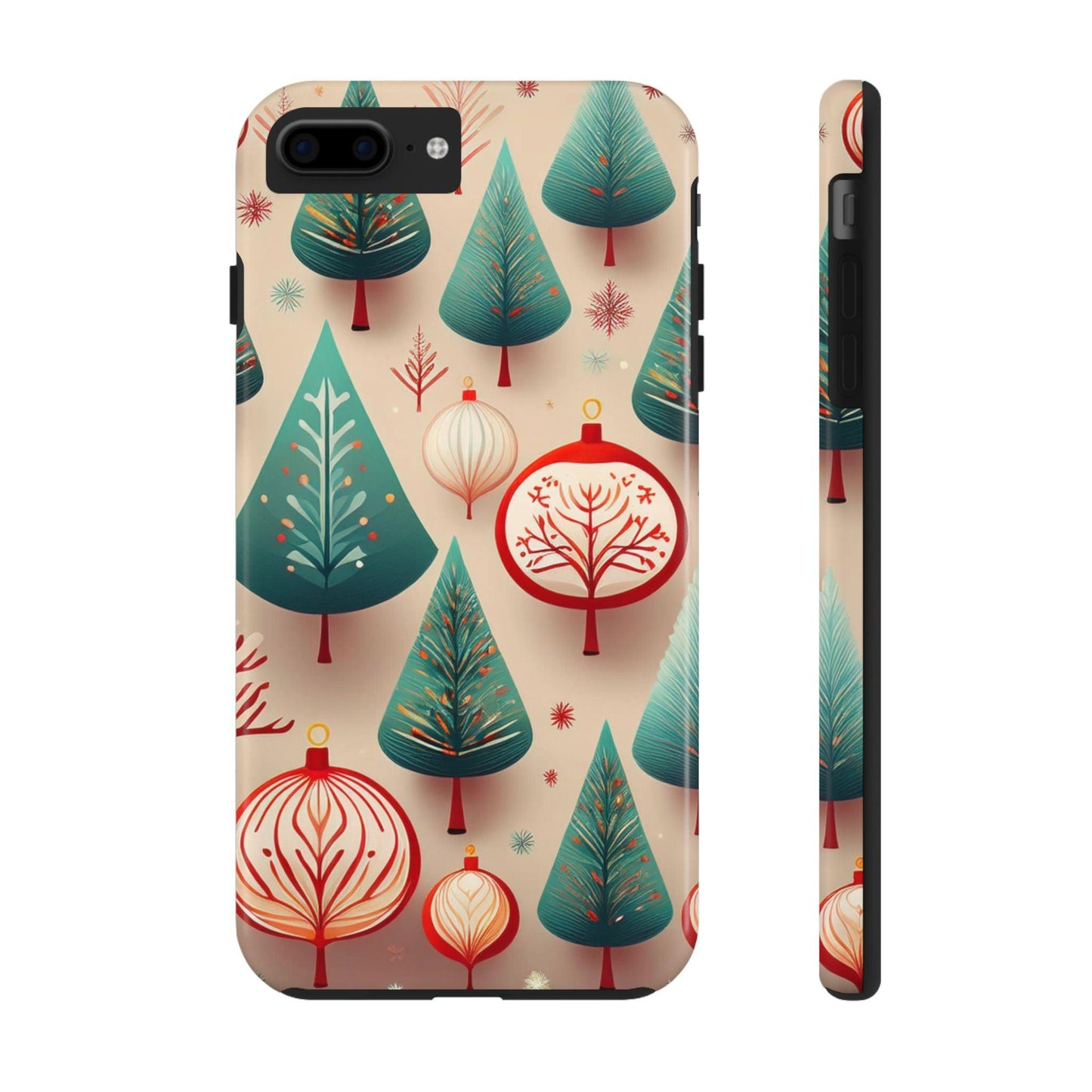 Iphone Green Christmas Tree with Pink Effect Tough Phone Case – Durable Protection, Festive Holiday Design - covers4phones