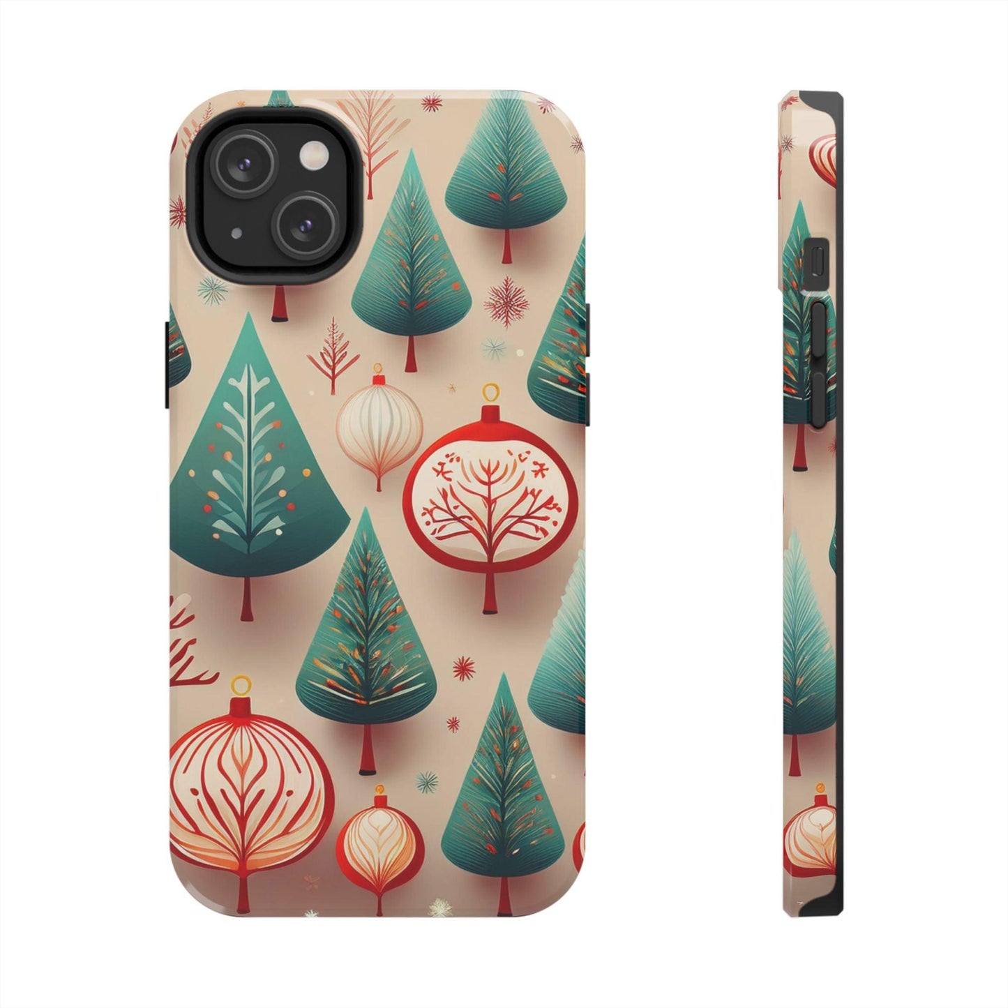 Iphone Green Christmas Tree with Pink Effect Tough Phone Case – Durable Protection, Festive Holiday Design - covers4phones