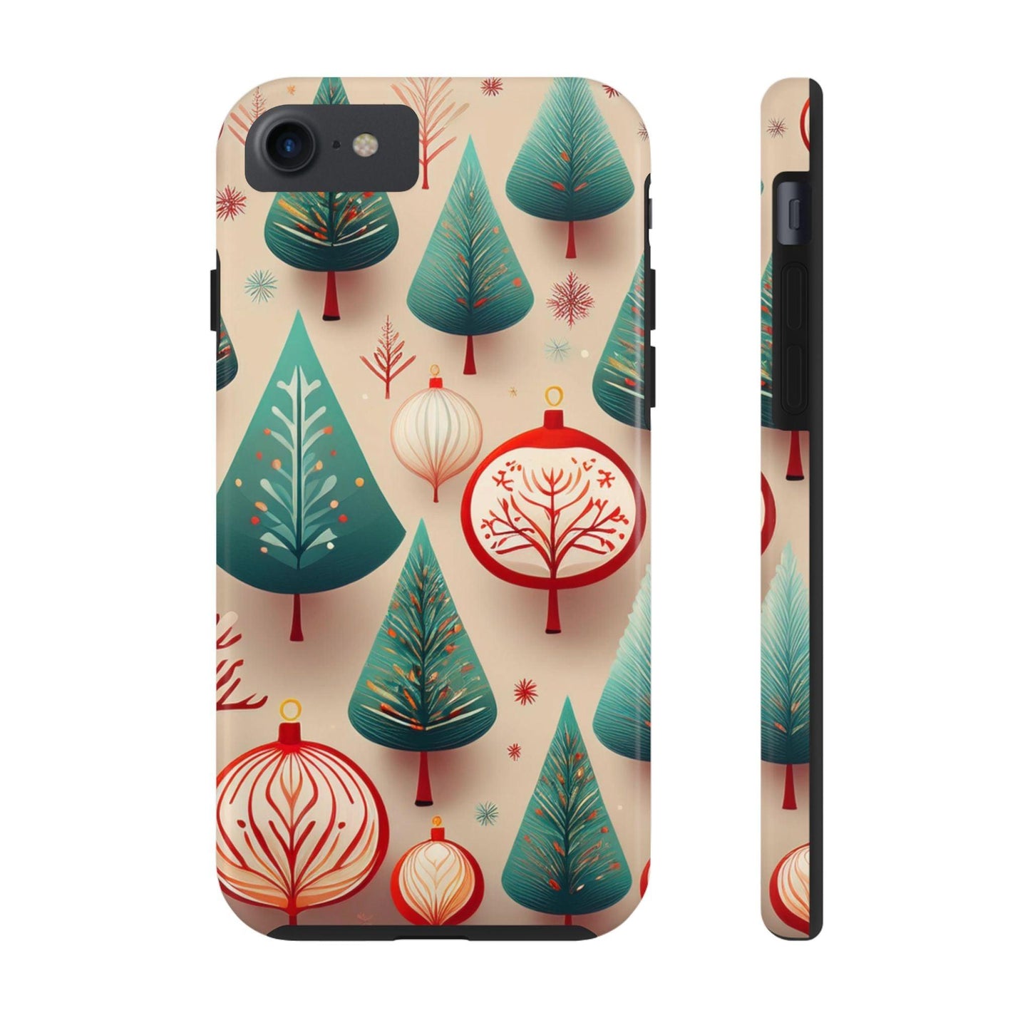 Iphone Green Christmas Tree with Pink Effect Tough Phone Case – Durable Protection, Festive Holiday Design - covers4phones