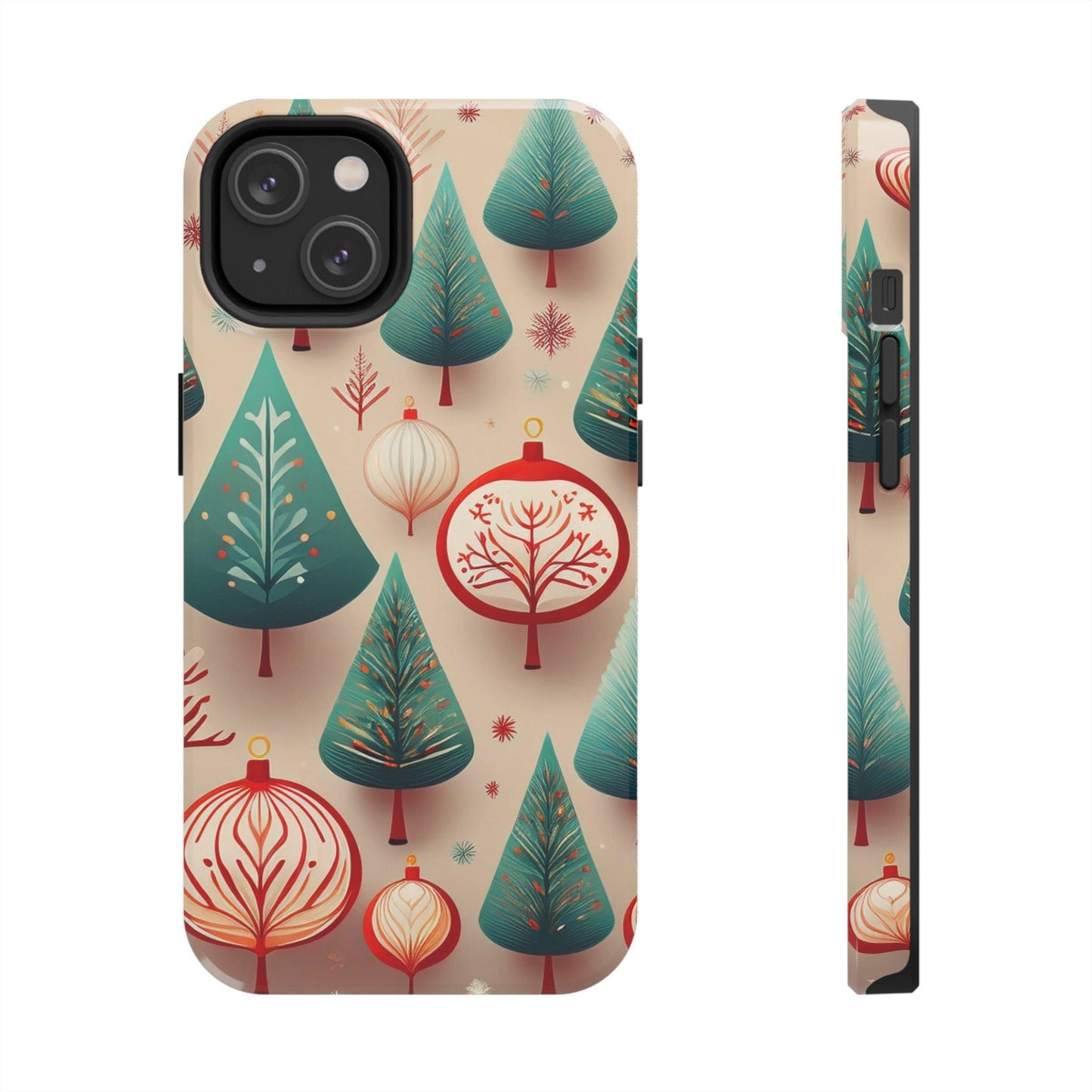 Iphone Green Christmas Tree with Pink Effect Tough Phone Case – Durable Protection, Festive Holiday Design - covers4phones