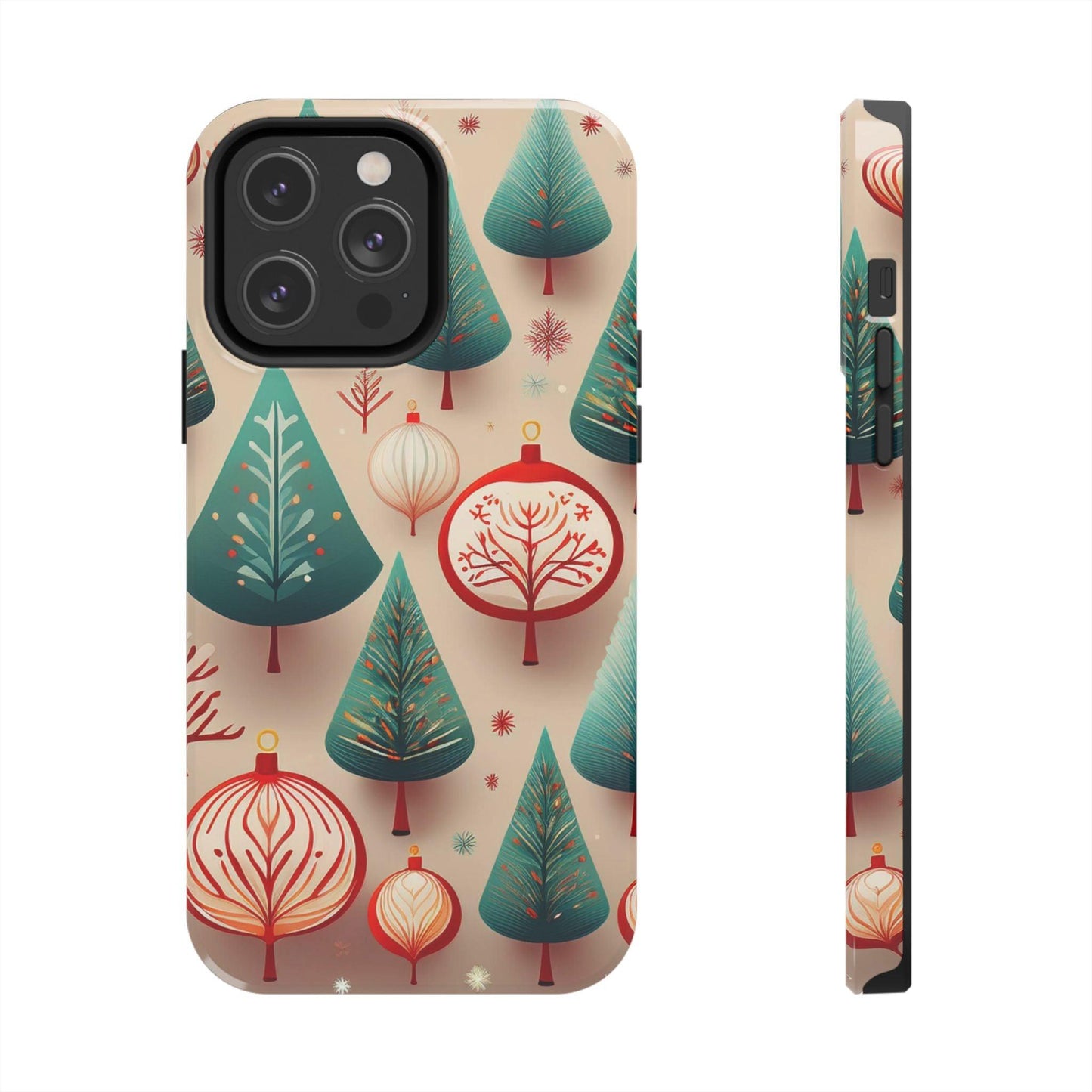 Iphone Green Christmas Tree with Pink Effect Tough Phone Case – Durable Protection, Festive Holiday Design - covers4phones