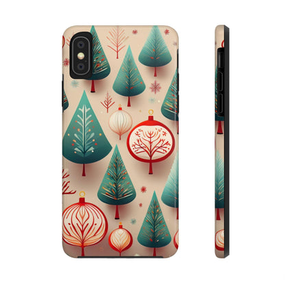 Iphone Green Christmas Tree with Pink Effect Tough Phone Case – Durable Protection, Festive Holiday Design - covers4phones