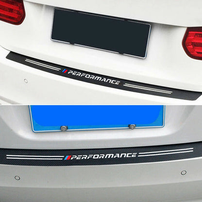 YULLING 34.5" Car Rear Bumper Load Edge Protector Stickers For BMW Auto Trunk Guard Plate Carbon Fiber Texture Decoration Decals